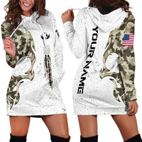 Personalized Camouflage Skull and American Flag Darts Hoodie Dress - Wonder Print Shop