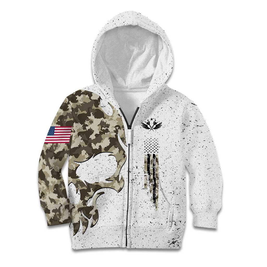 Personalized Camouflage Skull and American Flag Darts Kid Hoodie - Wonder Print Shop