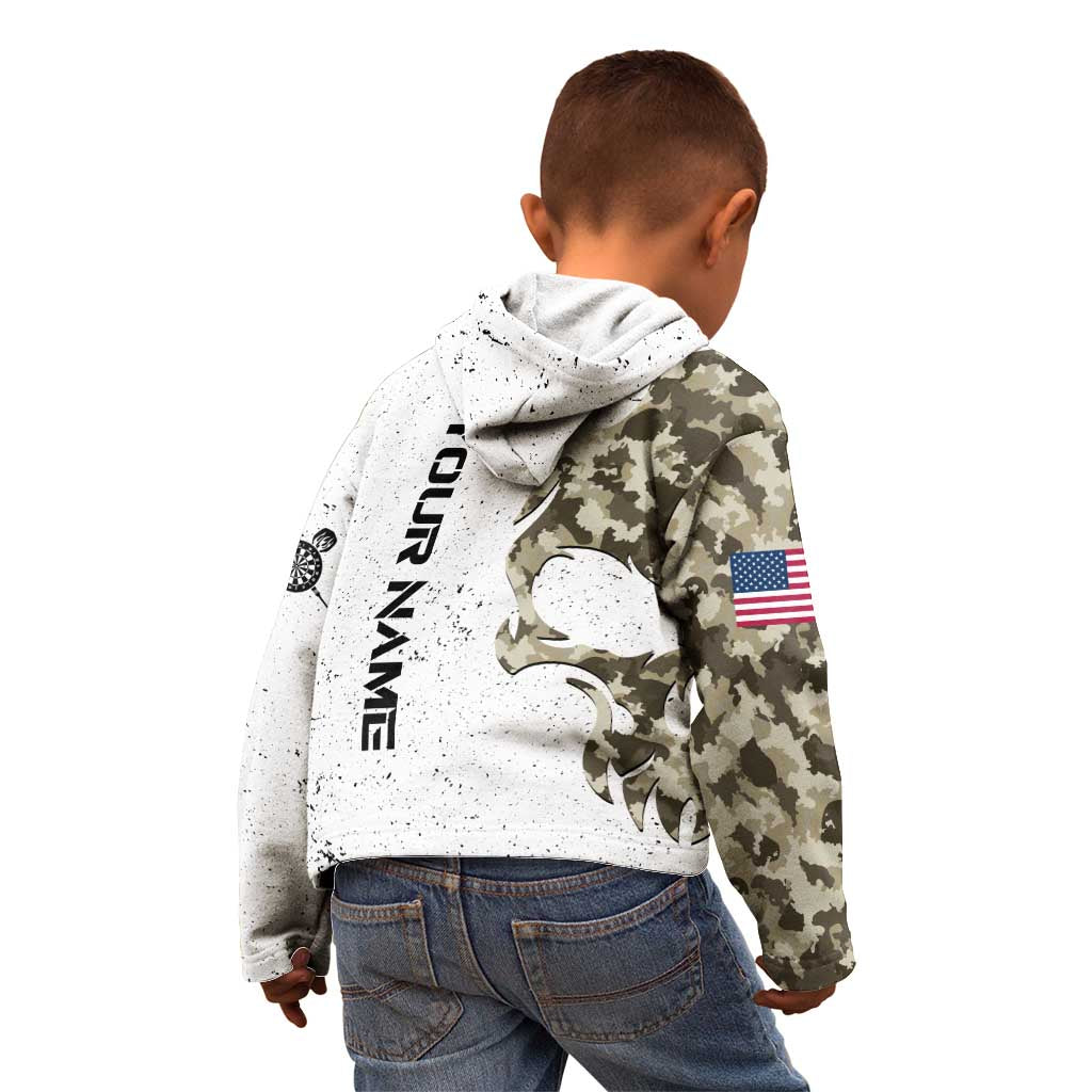 Personalized Camouflage Skull and American Flag Darts Kid Hoodie - Wonder Print Shop