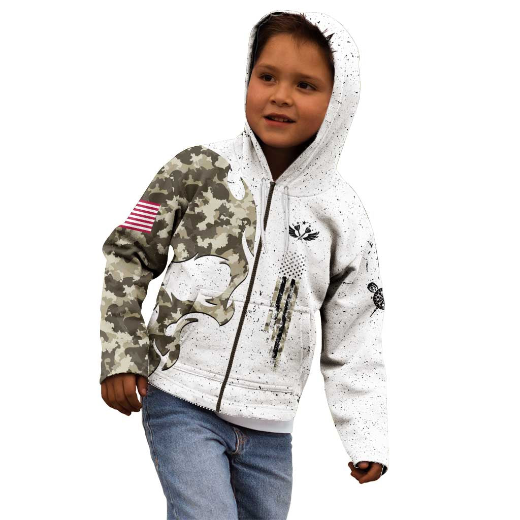 Personalized Camouflage Skull and American Flag Darts Kid Hoodie - Wonder Print Shop