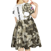 Personalized Camouflage Skull and American Flag Darts Kid Short Sleeve Dress - Wonder Print Shop