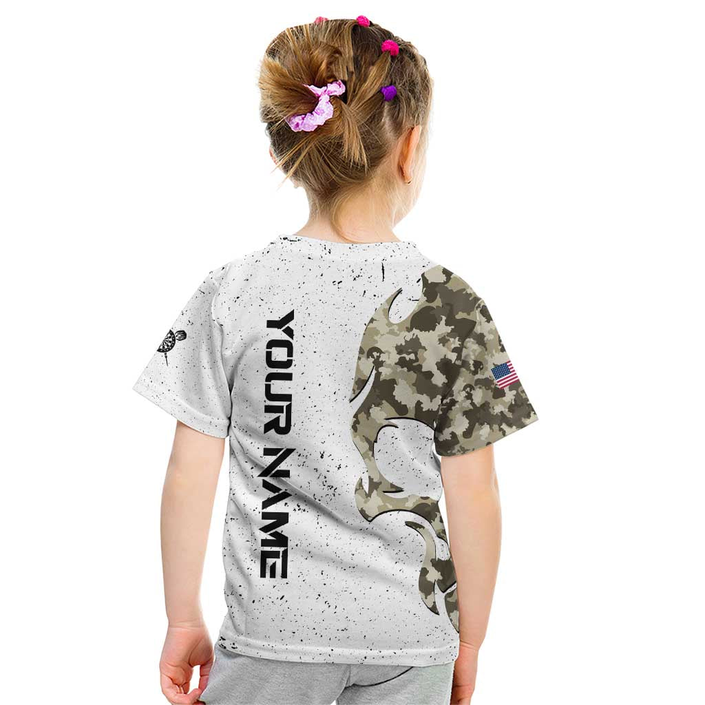 Personalized Camouflage Skull and American Flag Darts Kid T Shirt - Wonder Print Shop