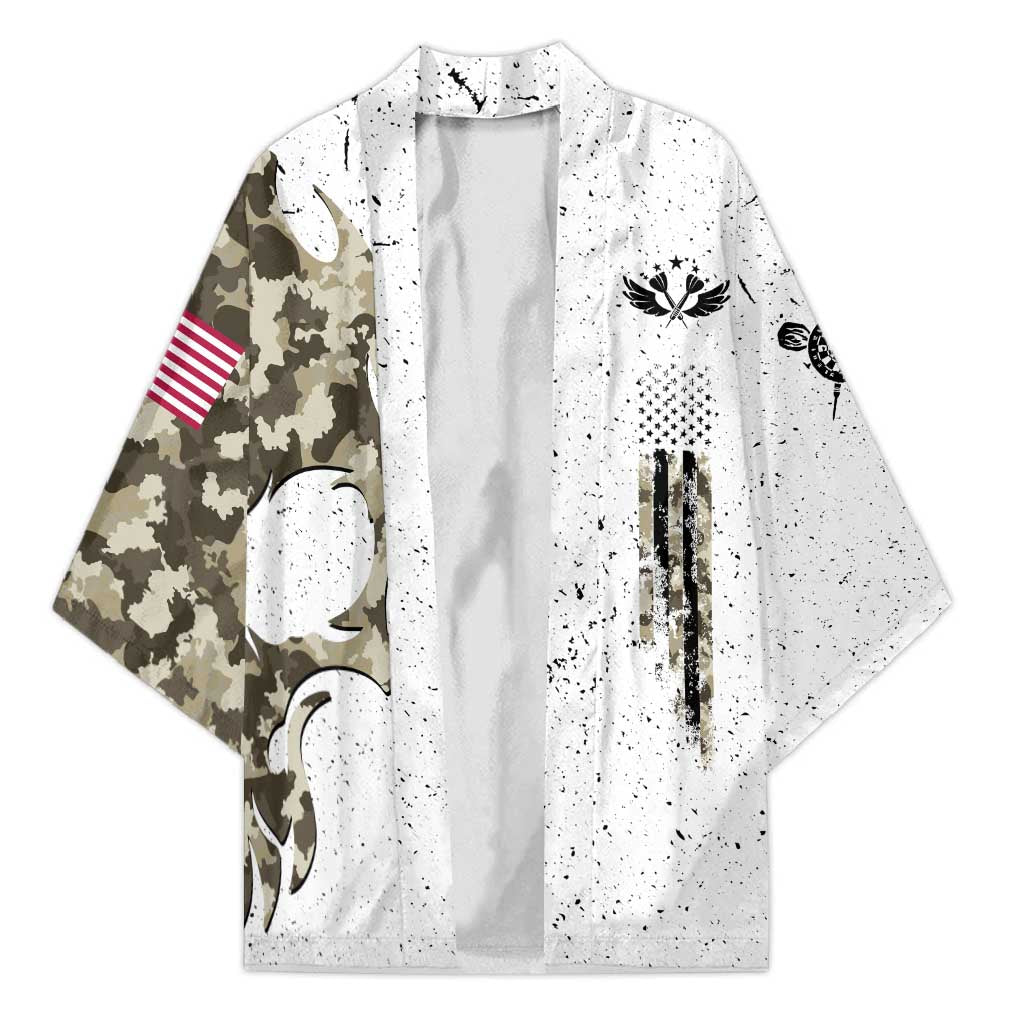 Personalized Camouflage Skull and American Flag Darts Kimono - Wonder Print Shop