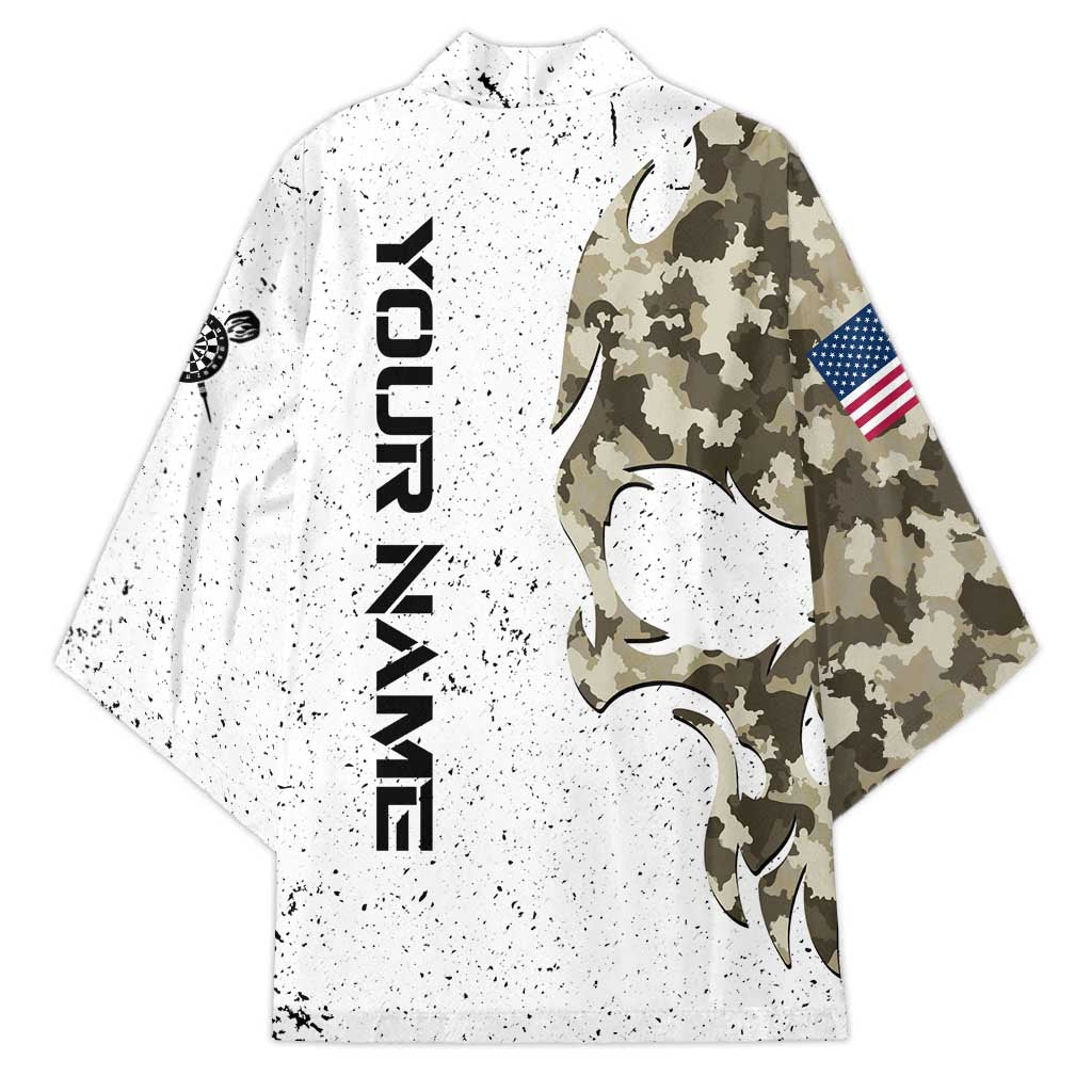 Personalized Camouflage Skull and American Flag Darts Kimono - Wonder Print Shop