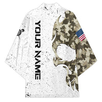 Personalized Camouflage Skull and American Flag Darts Kimono - Wonder Print Shop