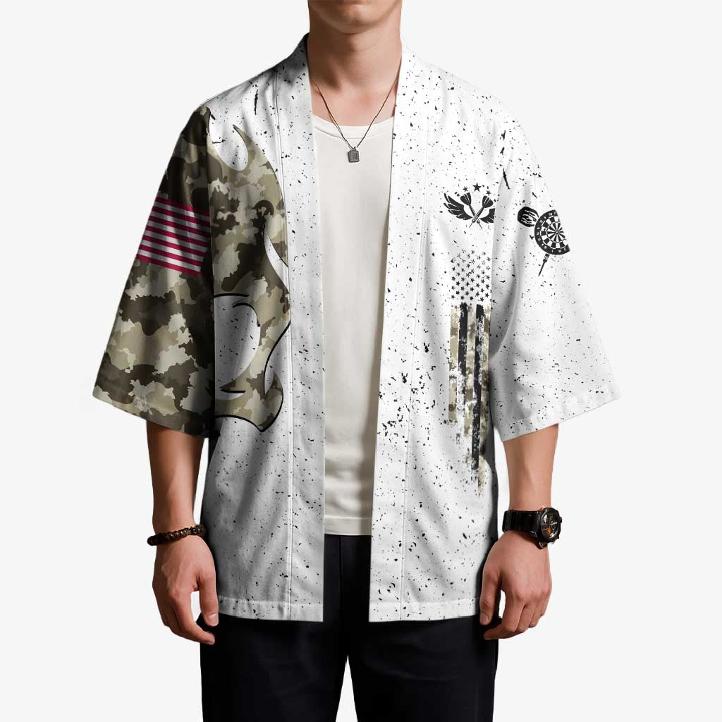 Personalized Camouflage Skull and American Flag Darts Kimono - Wonder Print Shop