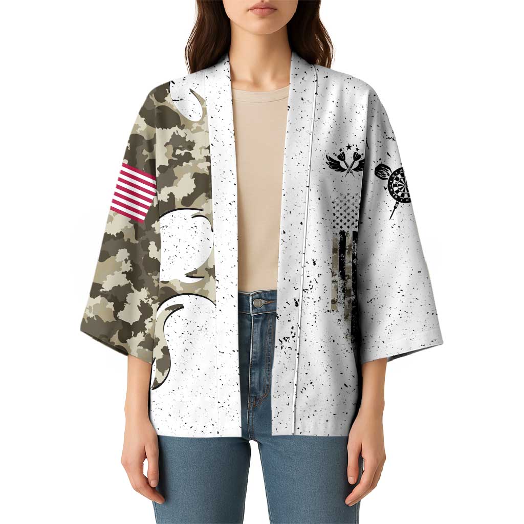 Personalized Camouflage Skull and American Flag Darts Kimono - Wonder Print Shop
