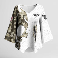 Personalized Camouflage Skull and American Flag Darts Kimono Sleeve Blouse - Wonder Print Shop