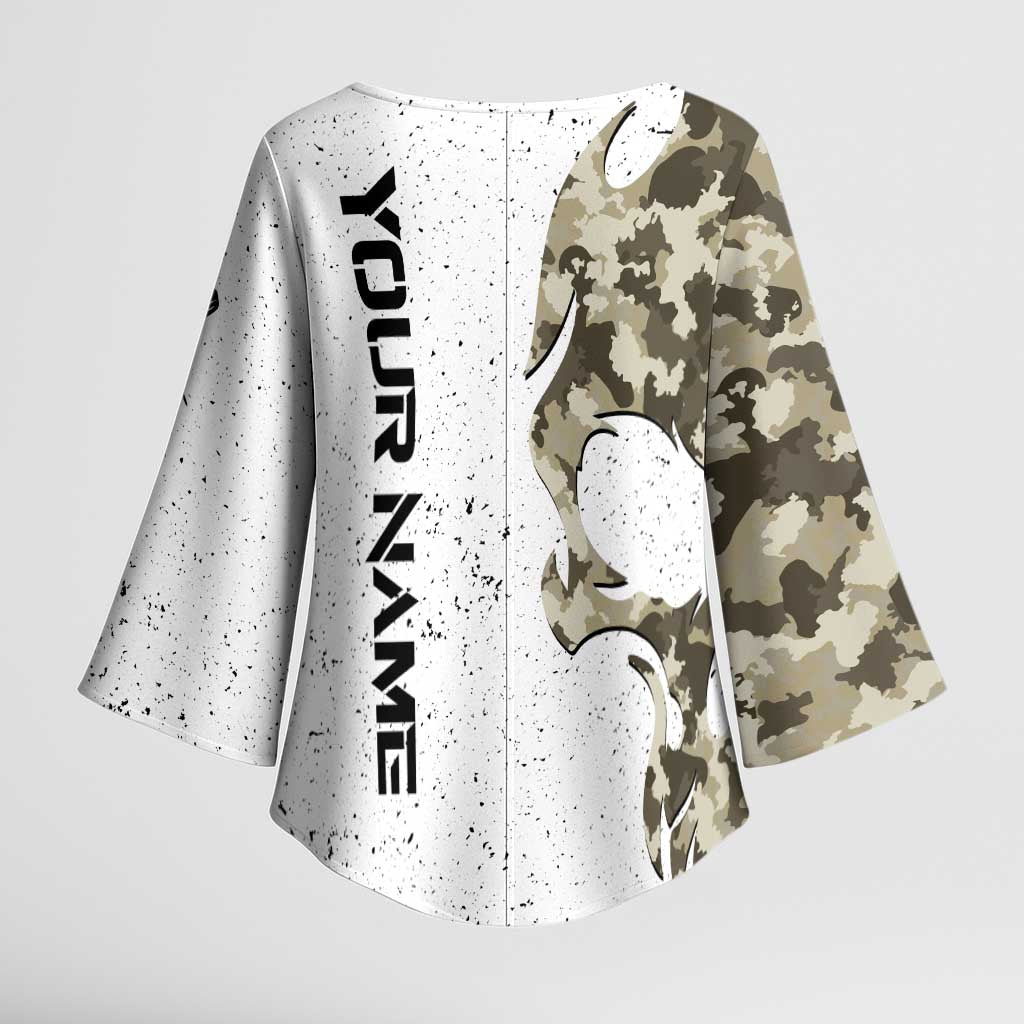 Personalized Camouflage Skull and American Flag Darts Kimono Sleeve Blouse - Wonder Print Shop