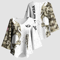 Personalized Camouflage Skull and American Flag Darts Kimono Sleeve Blouse - Wonder Print Shop