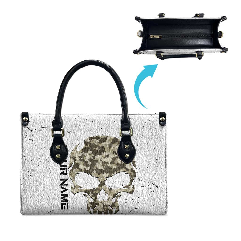 Personalized Camouflage Skull and American Flag Darts Leather Bag - Wonder Print Shop