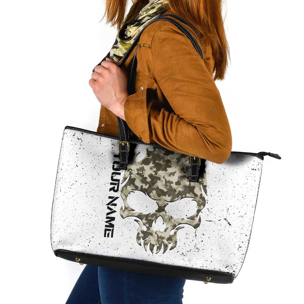 Personalized Camouflage Skull and American Flag Darts Leather Tote Bag - Wonder Print Shop