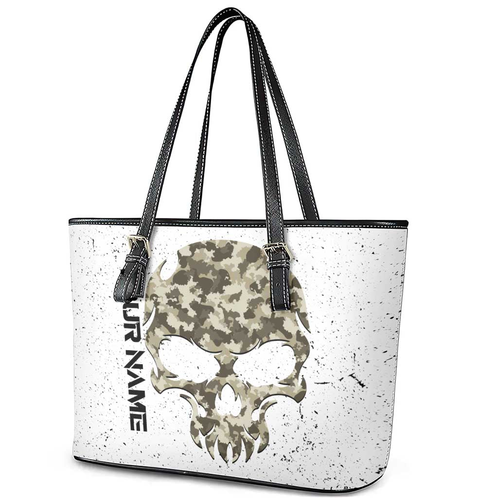 Personalized Camouflage Skull and American Flag Darts Leather Tote Bag - Wonder Print Shop