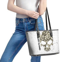 Personalized Camouflage Skull and American Flag Darts Leather Tote Bag - Wonder Print Shop