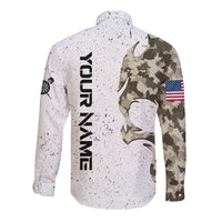 Personalized Camouflage Skull and American Flag Darts Long Sleeve Button Shirt - Wonder Print Shop