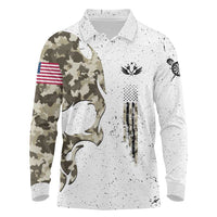 Personalized Camouflage Skull and American Flag Darts Long Sleeve Polo Shirt - Wonder Print Shop