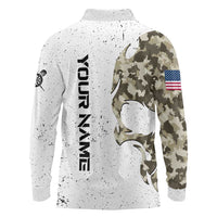 Personalized Camouflage Skull and American Flag Darts Long Sleeve Polo Shirt - Wonder Print Shop