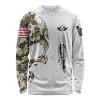 Personalized Camouflage Skull and American Flag Darts Long Sleeve Shirt - Wonder Print Shop