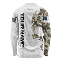 Personalized Camouflage Skull and American Flag Darts Long Sleeve Shirt - Wonder Print Shop
