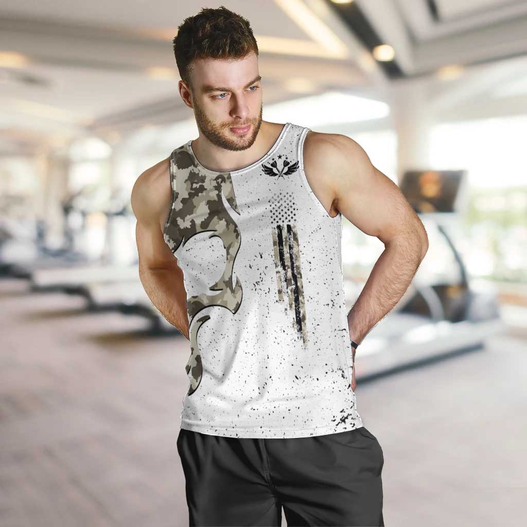Personalized Camouflage Skull and American Flag Darts Men Tank Top - Wonder Print Shop