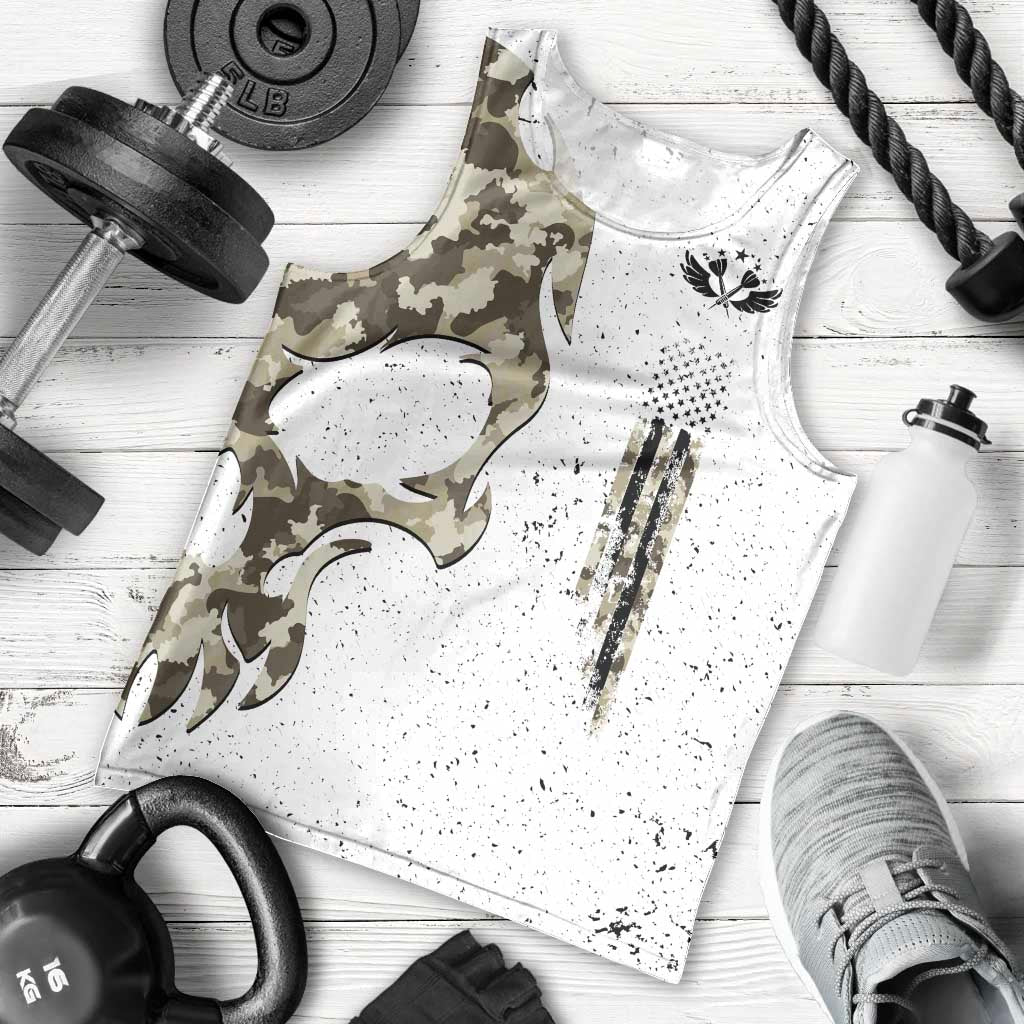 Personalized Camouflage Skull and American Flag Darts Men Tank Top - Wonder Print Shop