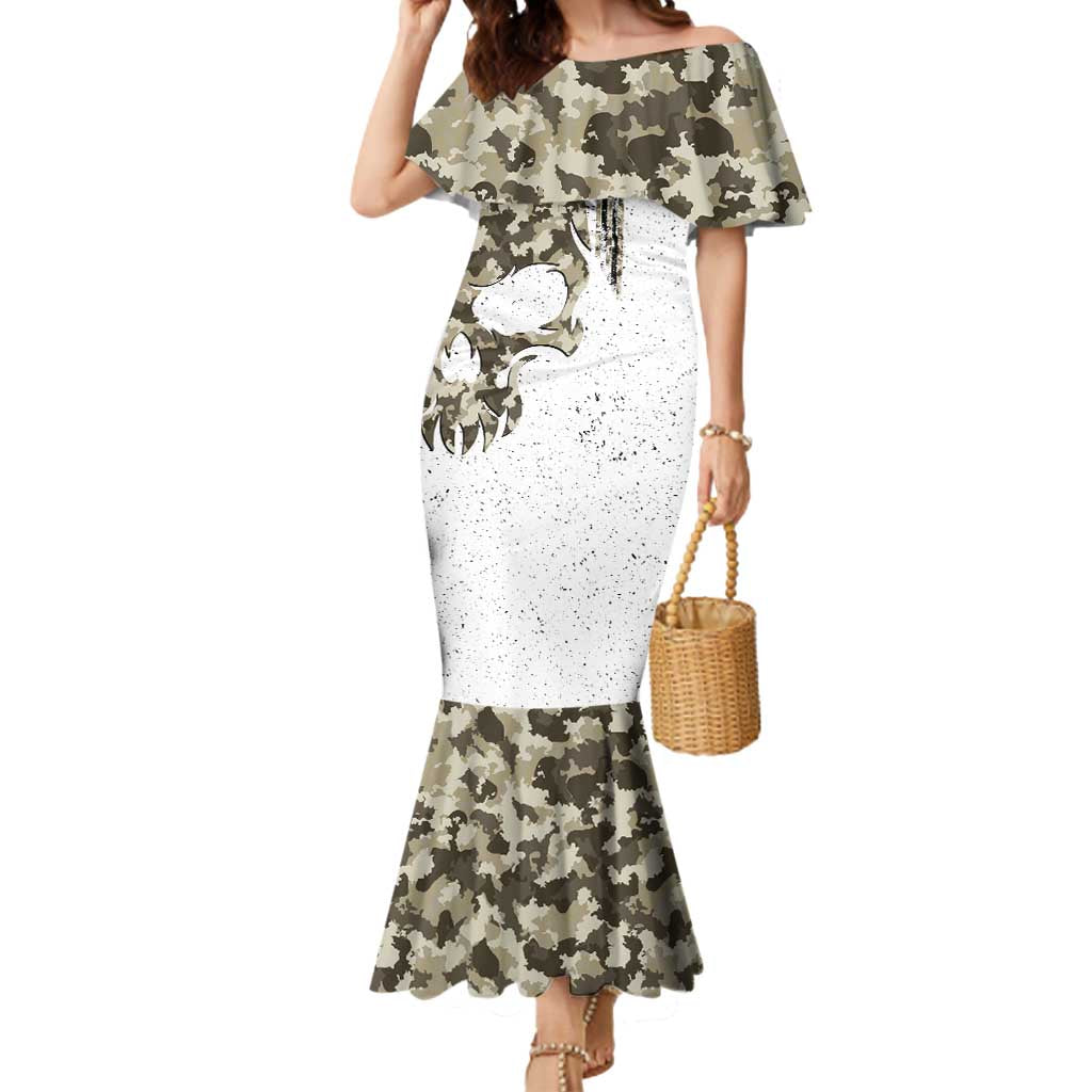 Personalized Camouflage Skull and American Flag Darts Mermaid Dress - Wonder Print Shop