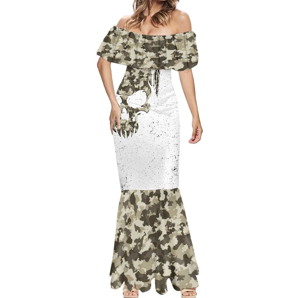 Personalized Camouflage Skull and American Flag Darts Mermaid Dress - Wonder Print Shop