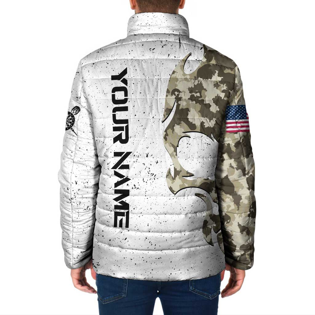 Personalized Camouflage Skull and American Flag Darts Padded Jacket - Wonder Print Shop