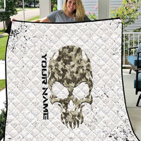 Personalized Camouflage Skull and American Flag Darts Quilt - Wonder Print Shop