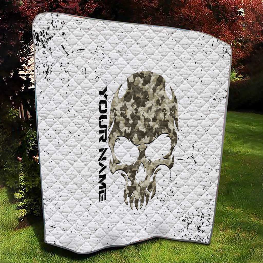 Personalized Camouflage Skull and American Flag Darts Quilt - Wonder Print Shop