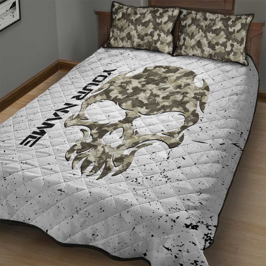 Personalized Camouflage Skull and American Flag Darts Quilt Bed Set - Wonder Print Shop