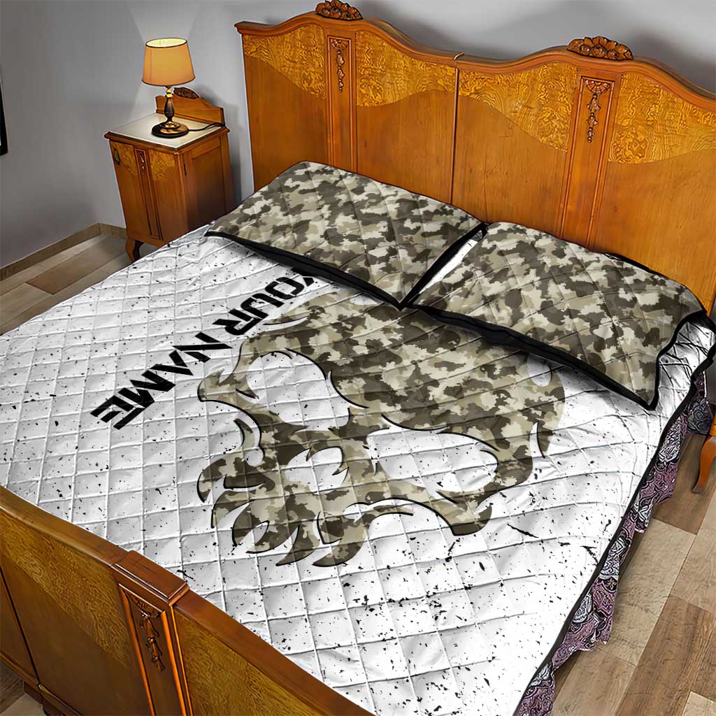 Personalized Camouflage Skull and American Flag Darts Quilt Bed Set - Wonder Print Shop