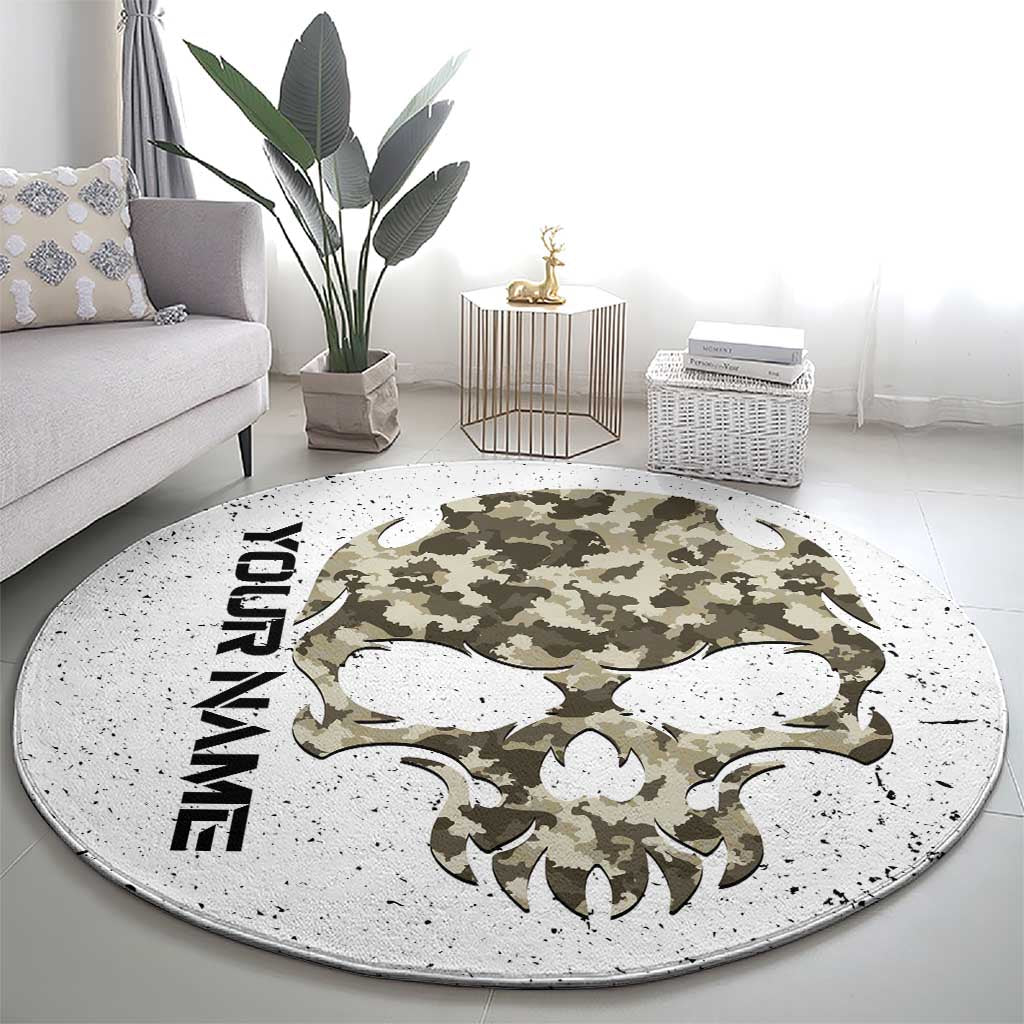 Personalized Camouflage Skull and American Flag Darts Round Carpet - Wonder Print Shop
