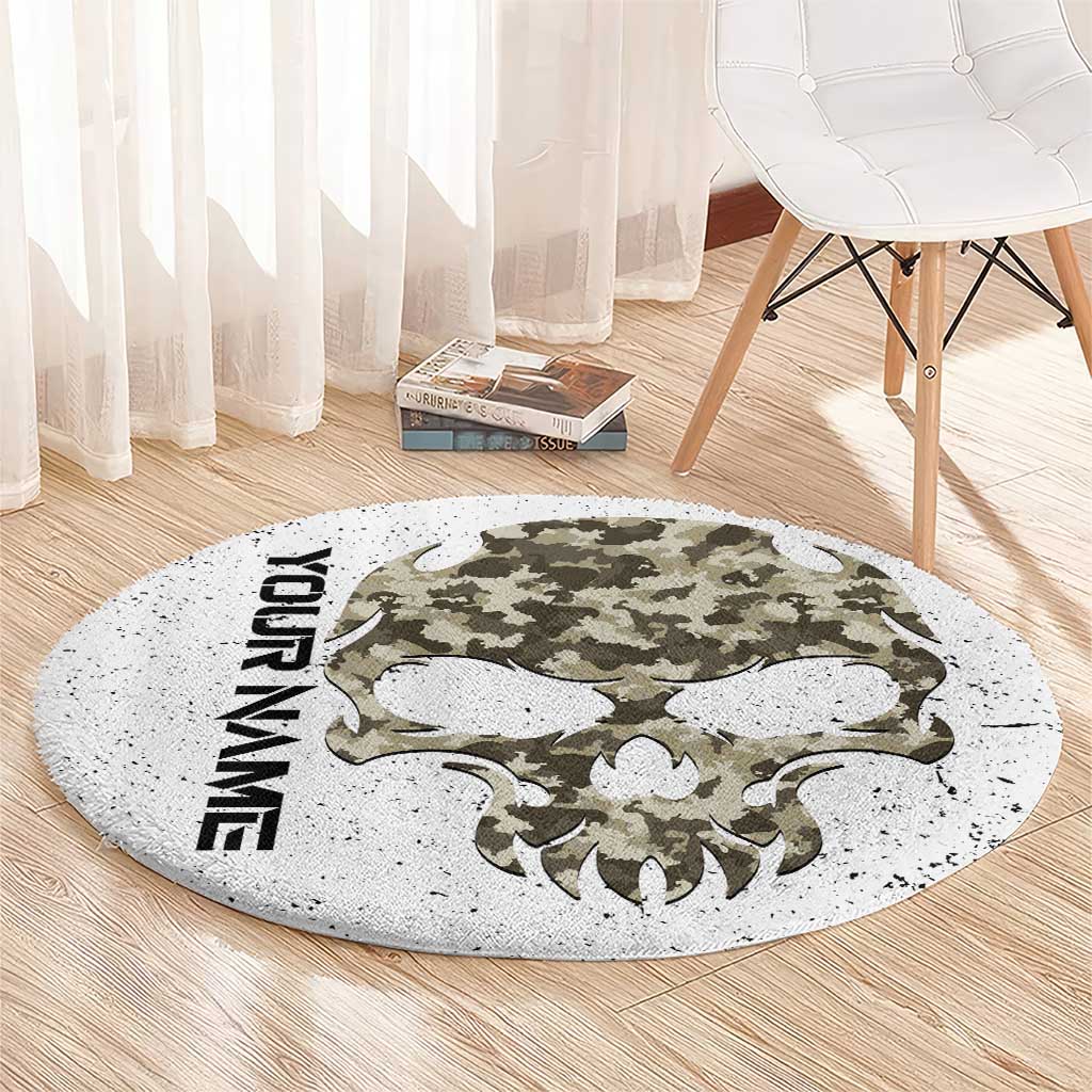 Personalized Camouflage Skull and American Flag Darts Round Carpet - Wonder Print Shop