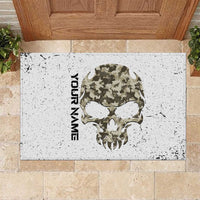 Personalized Camouflage Skull and American Flag Darts Rubber Doormat - Wonder Print Shop