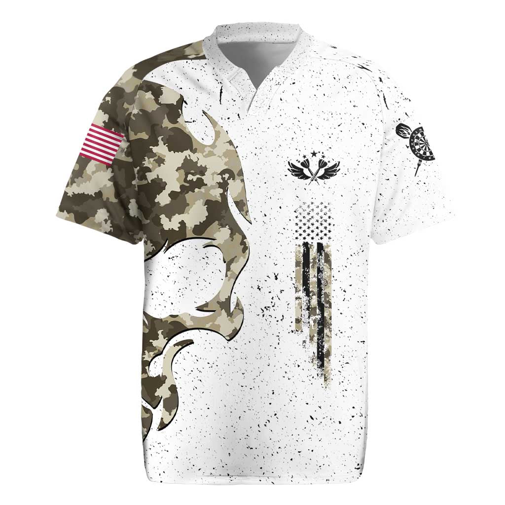 Personalized Camouflage Skull and American Flag Darts Rugby Jersey - Wonder Print Shop