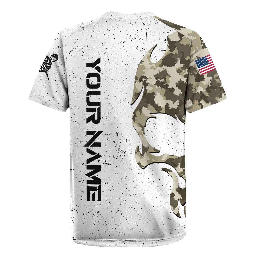 Personalized Camouflage Skull and American Flag Darts Rugby Jersey - Wonder Print Shop