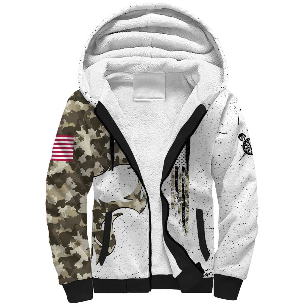 Personalized Camouflage Skull and American Flag Darts Sherpa Hoodie - Wonder Print Shop