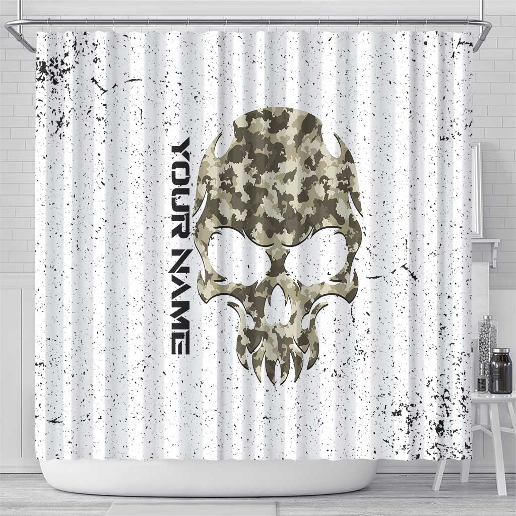 Personalized Camouflage Skull and American Flag Darts Shower Curtain - Wonder Print Shop