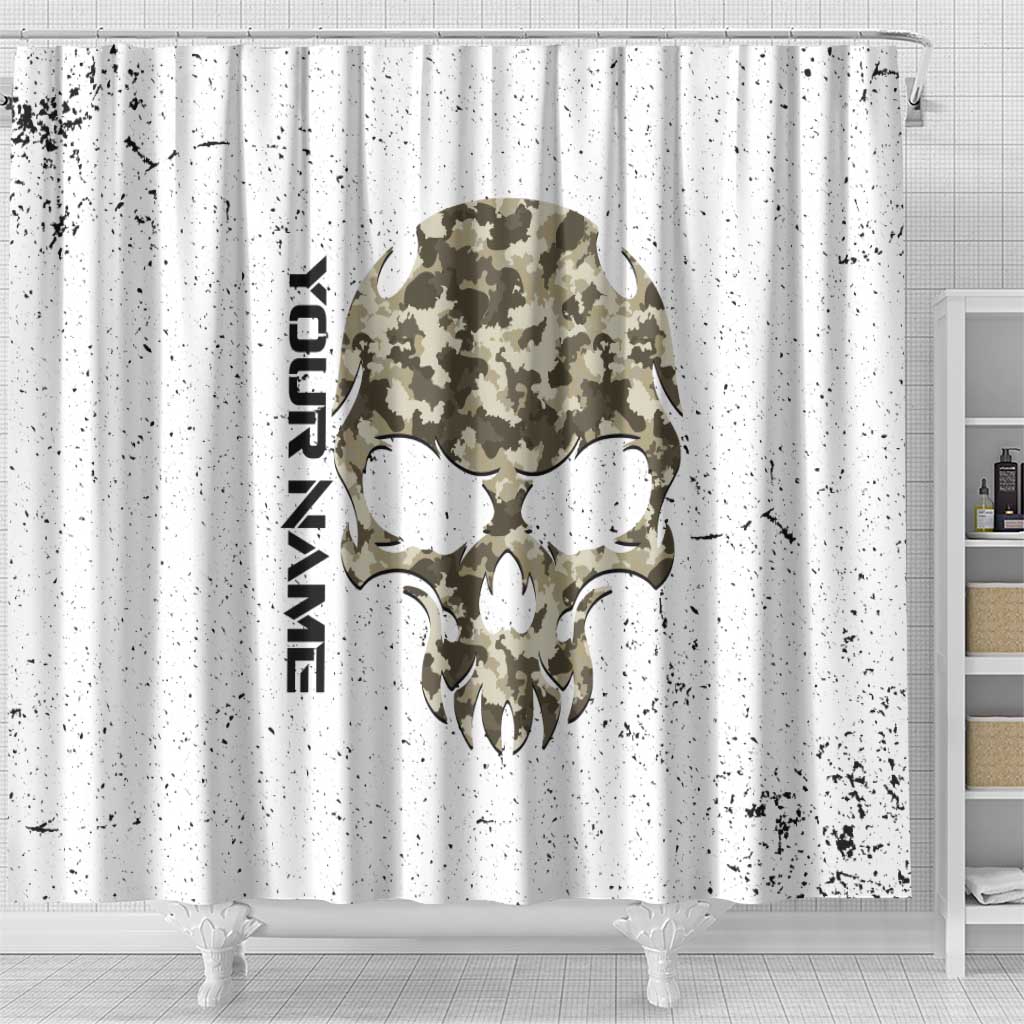 Personalized Camouflage Skull and American Flag Darts Shower Curtain - Wonder Print Shop