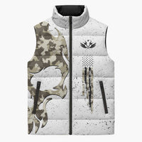 Personalized Camouflage Skull and American Flag Darts Sleeveless Puffer Jacket - Wonder Print Shop