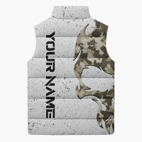 Personalized Camouflage Skull and American Flag Darts Sleeveless Puffer Jacket - Wonder Print Shop