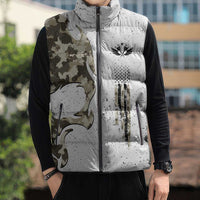 Personalized Camouflage Skull and American Flag Darts Sleeveless Puffer Jacket - Wonder Print Shop