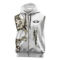 Personalized Camouflage Skull and American Flag Darts Sleeveless Zip Hoodie - Wonder Print Shop