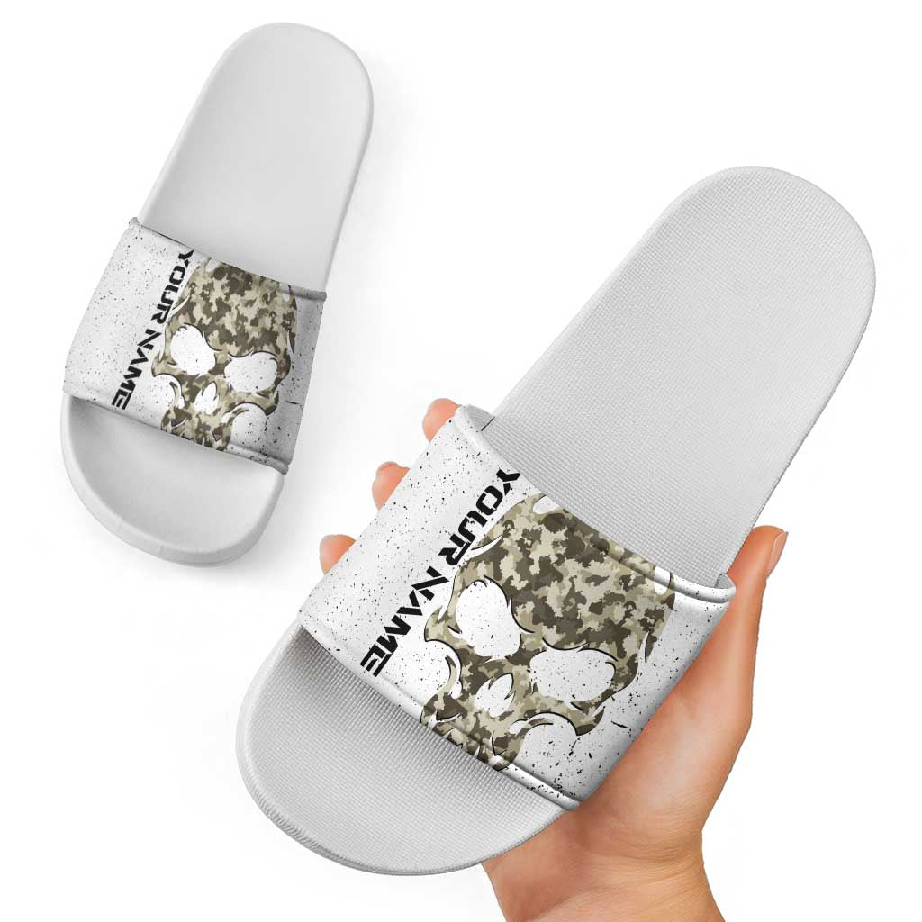 Personalized Camouflage Skull and American Flag Darts Slide Sandals - Wonder Print Shop