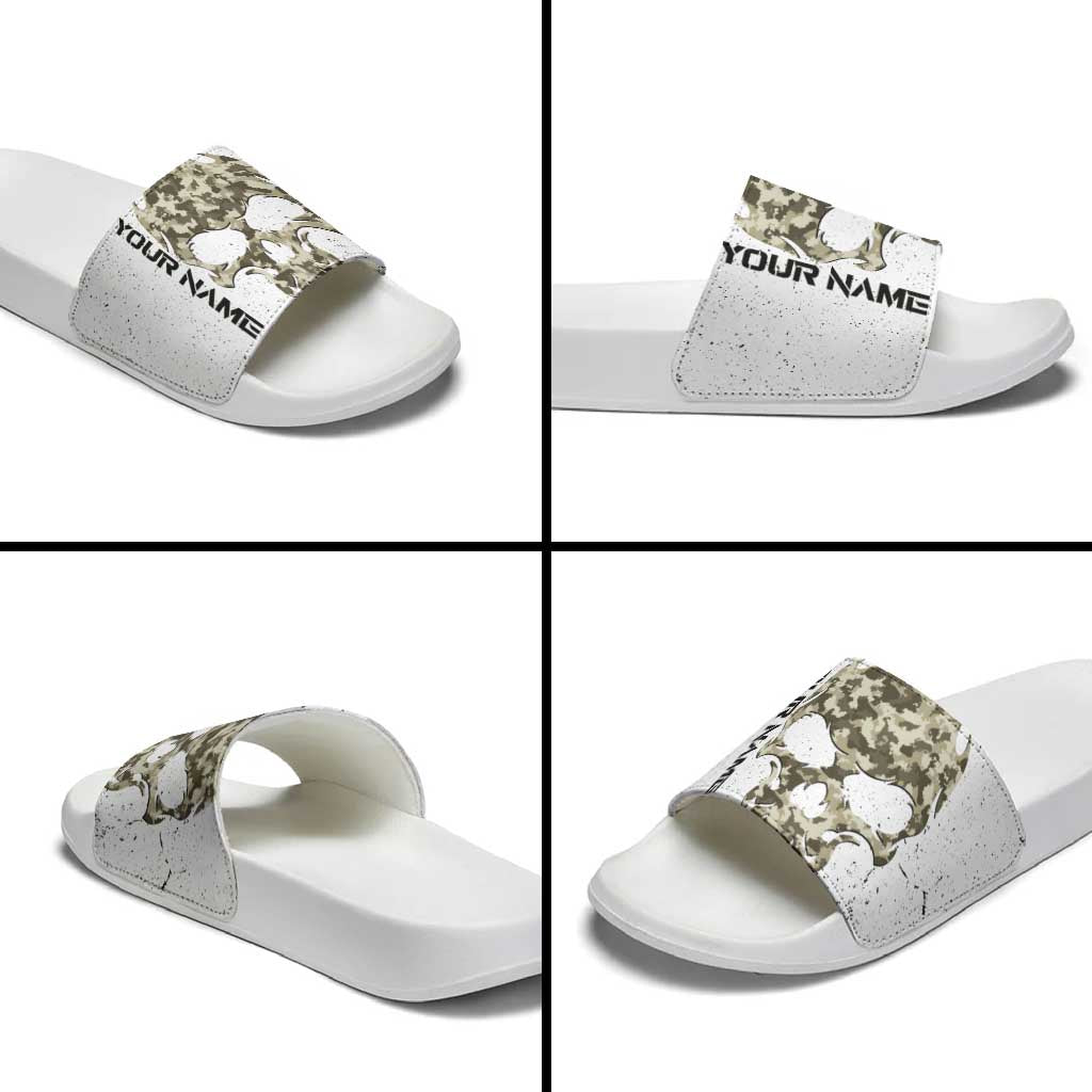 Personalized Camouflage Skull and American Flag Darts Slide Sandals - Wonder Print Shop
