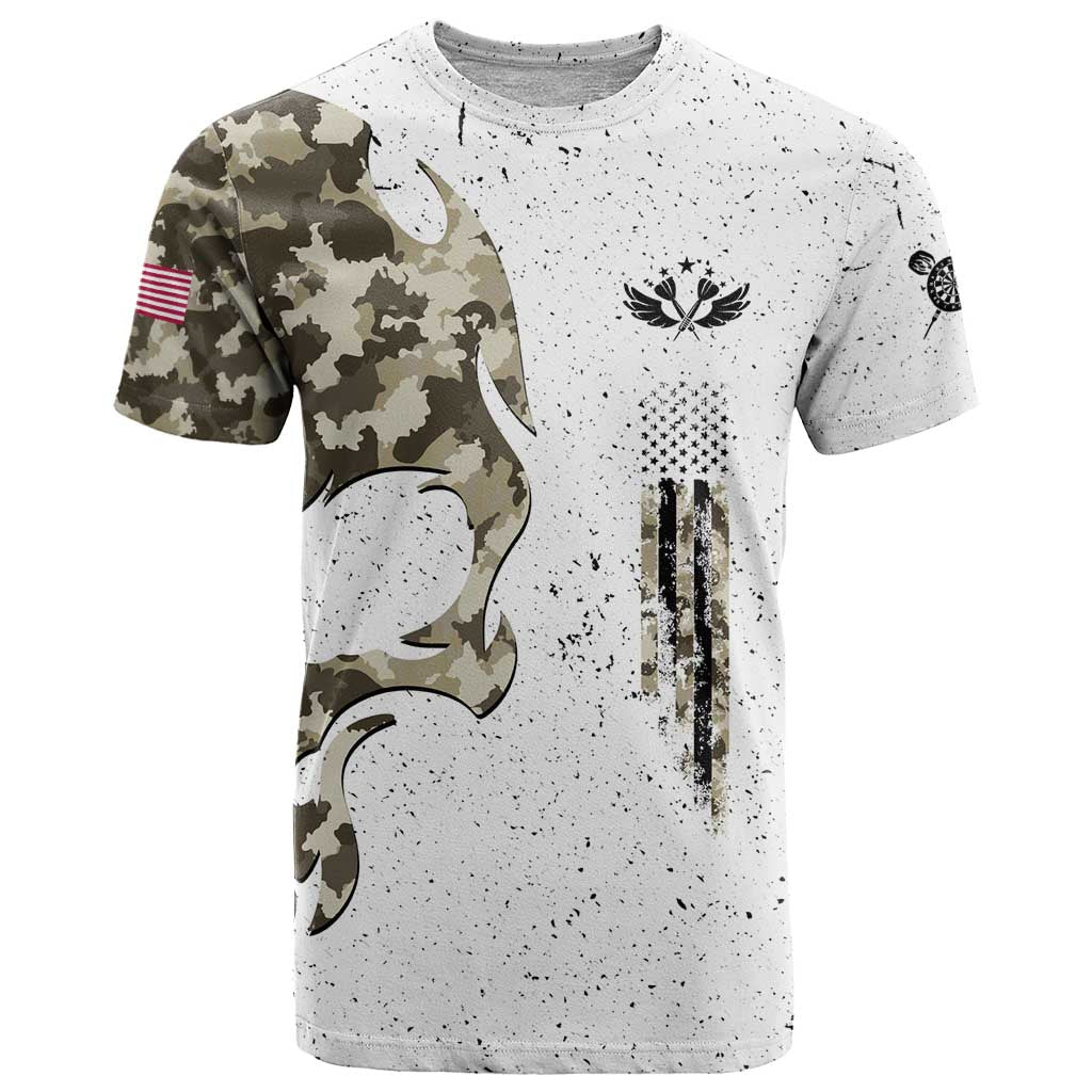 Personalized Camouflage Skull and American Flag Darts T Shirt - Wonder Print Shop