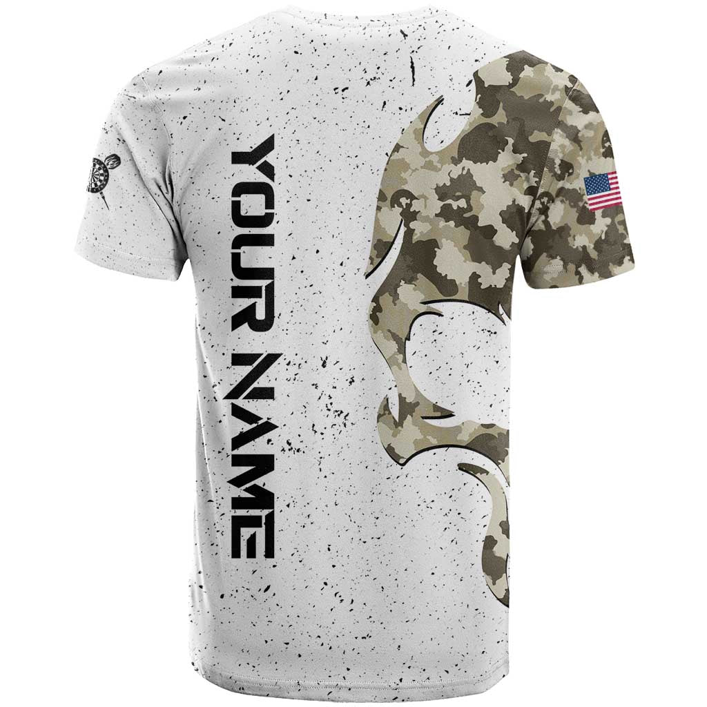 Personalized Camouflage Skull and American Flag Darts T Shirt - Wonder Print Shop