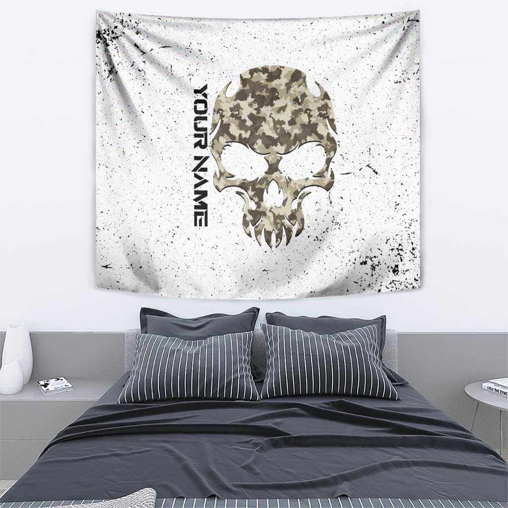 Personalized Camouflage Skull and American Flag Darts Tapestry - Wonder Print Shop