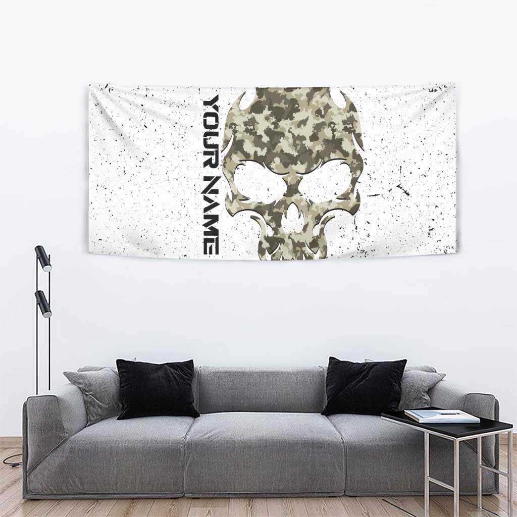 Personalized Camouflage Skull and American Flag Darts Tapestry - Wonder Print Shop